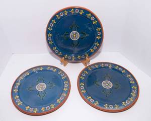 Set of 3 Hand-Painted Decorative Plates  10 Diameter