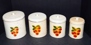 Set of 4 Vintage Cherry Tins