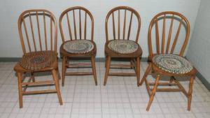 Set of 4 Wooden Chairs  2 Matching Pairs