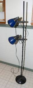 Vintage Floor Lamp  Adjustable Dual Blue Shades (63 Tall)