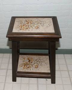 Two-Tier Tile Side Table  Plant Stand  11 x 15 x 22 H