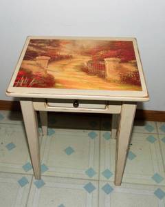 Thomas Kinkade Style Side Table  17.5 W x 14.25 D x 22 H
