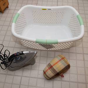 Clothing & Ironing Lot  Hamper, Dritz Ironing Ham & Oreck Clothing Iron