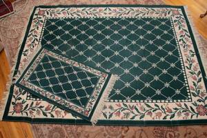 Made in USA 5 x 7 Area Rug & Small Runner  Hunter Green Set