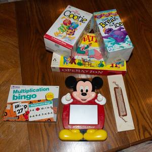 Assorted Kids Games & Toys Lot  Cooties, Dont Break the Ice, Mickey Mouse Etch A Sketch & More