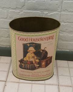 Vintage Good Housekeeping Tin Trash Can