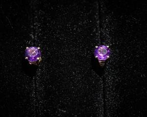 Gold Amethyst (Likely) Stud Earrings