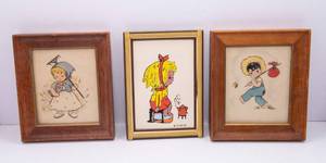 Set of 3 Pieces of Wall Art Pieces - One Handpainted