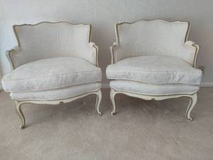 Pair of Matching Louis XVI Style Bergere Chairs