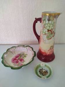 Limoges Pitcher & Antique Bowls
