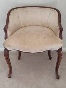 Antique Wood Upholstered Vanity Chair