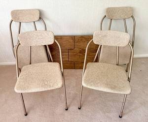 Vintage Mid Century Folding Table and Four Chairs