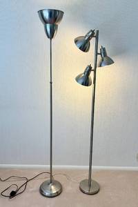 Two Silver Tone Floor Lamps