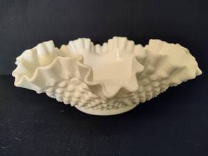 Vintage Fenton Hobnail Milk Glass Fruit Bowl