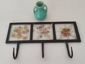 Pressed Flowers wMetal Hooks & Small Vase