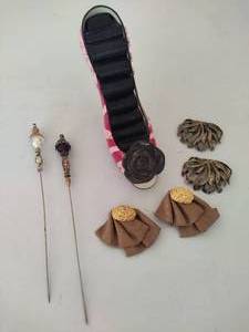 Vintage Hat Pins, Shoe Clips & Ring Holder