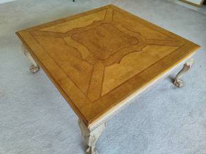 Large Wood Carved Coffee Table wClaw Feet