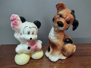 Ceramic Mickey Mouse Bank & Royal Copley Dog