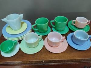 Vintage Hazel Atlas Pastel CupsSaucers
