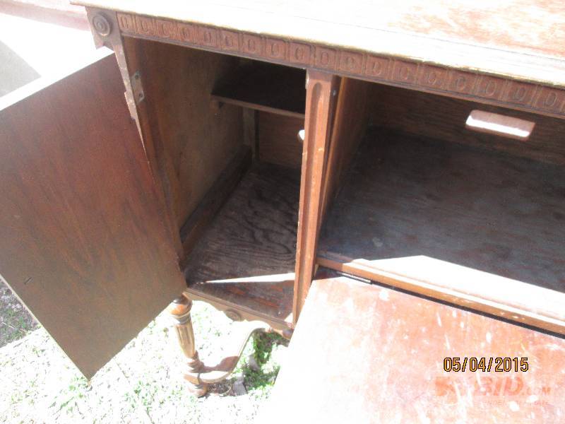 Antique wood table with hinged top ...