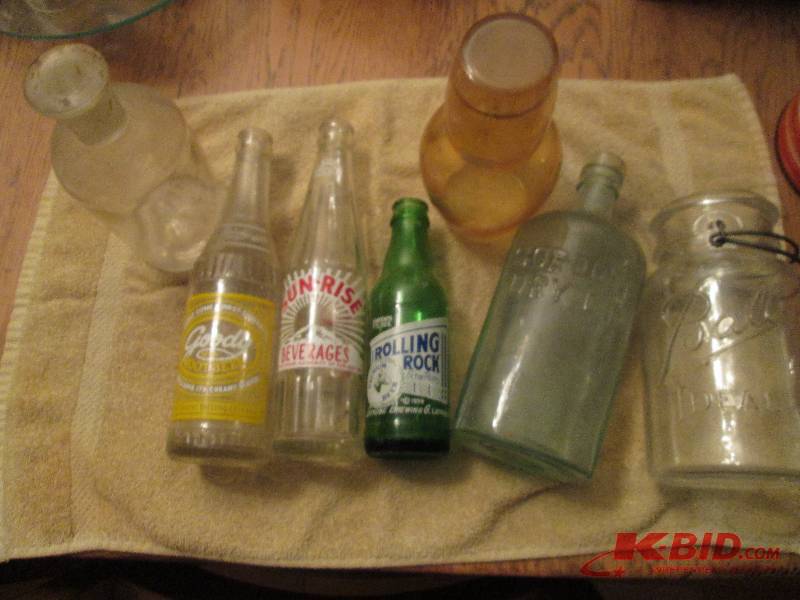 Lot of assorted vintage glass bottl...
