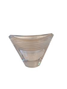 Crystal Bowl with Ringed Banding and Faceted Sides - Hand-Crafted Glassware