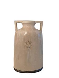 Ceramic Vase with Crest Emblem - 20 12 x 13 Inches