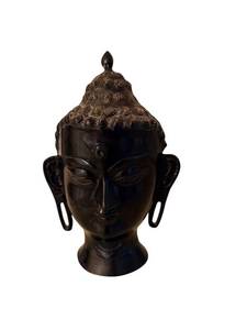 Buddha Head Bust Sculpture - Metal Decorative Statue for Home or Office