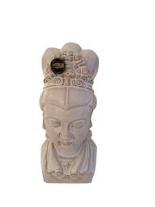 Porcelain Bust Figurine with Floral Crown and Intricate Hair Scrolls