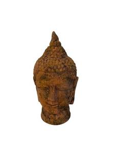 Terracotta Buddha Head Sculpture - Weathered Patina, Rustic Buddhist Bust for Display