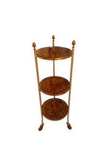 Vintage Three-Tier Round Veneer Table Stand - 39 x 12 Inches