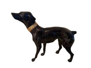 Metal Dog Sculpture with Ornate Engraved Collar - Tail Broken Off