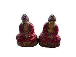 Pair of Ceramic Buddha Bookends