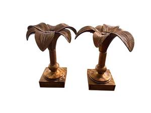 Leaf Motif Metal Candlestick Holders (Pair) - 12-Inch Tall