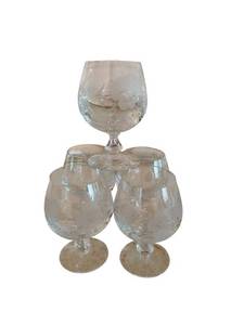 Etched Floral Glass Goblets (Set of 5)