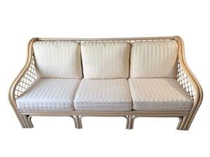 75-Inch Rattan Sofa with Cushions - Cushions with Stains
