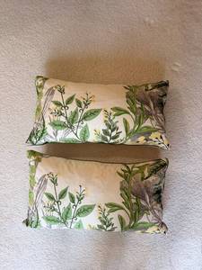 Pair of Floral Throw Pillows 24 x 12 Inches - Stained