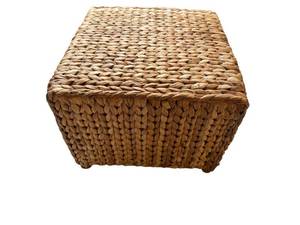 Handwoven Natural-Fiber Footstool 16 x 16 x 12 Inches