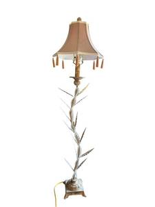 44-Inch Tall Table Lamp with Tassel Fringe Shade and Ornate Base