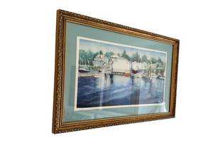Austin Miller Harbor Scene - Framed Print 23 34 x 16