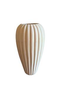 Ceramic Vase - 15-Inch Tall with Ribbed Fluted Texture