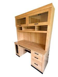 Hutch Desk with Glass Front Cabinets - Composite Board, 77 x 24 x 60