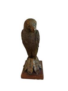 Wood Base Bird Sculpture with Hard Resin Body - Made in China