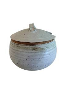 Handmade Stoneware Lidded Jar with Speckled Glaze - Wheel-Thrown Studio Pottery
