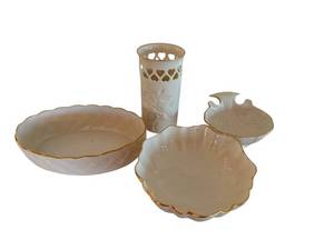 Lenox 4-Piece Porcelain Set with Gold Trim