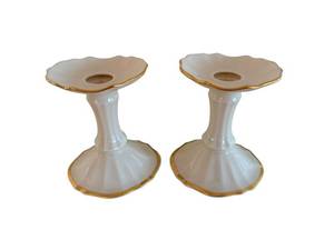 Lenox Candlesticks Hand Decorated with 24K Gold Trim