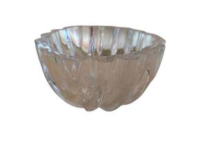 Crystal Glass Bowl, Faceted Cut-Glass With Scalloped Rim - 8.5 x 5 In