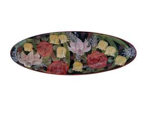 24-Inch Hand Painted Floral Oval Plate - Made in China