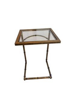 Pair Of Metal And Glass End Tables 26 x 17 x 14 In