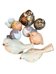 Nine Ceramic Bird Figurines (Lot of 9)